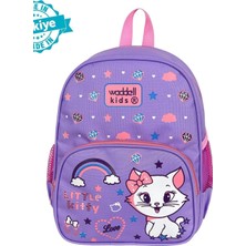 Meks Waddell Kids Kedi Desenli Çocuk Sırt Çantası, 26X33X16 Cm, Lila
