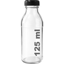 Meks Afracam 125 ml Şeffaf Derin Siyah Metal Kapaklı Cam Şişe 125 cc Meşrubat Şişesi Deep 6 Adet