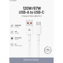 Meks Pdateknoloji 120W/67W Usb-A To Usb-C Hızlı Şarj ve Data Kablosu 1m Beyaz