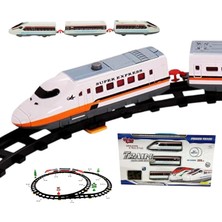 Meks Solira Store - 40 Parça Pilli Işıklı Hızlı Tren Oyun Seti 308 cm Şalterli ve Kavisli Raylı Ağaç Işa