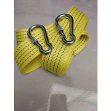 Meks Çeki Halatı 3 Ton 3 M (Çekme Halati) Kumaş 10 mm Vi̇dali Metal Çengelli̇ Karabinalı, Turuncu Kumaş Çe