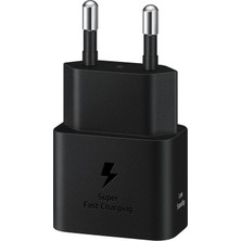 Meks Samsung Hızlı Şarj Adaptörü, Enerji Tasarruflu Şarj Cihazı, Usb-C Veri Kablosu, 25 Watt, Siyah, Ep-