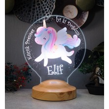 Meks Unicorn Renkli Tek Boynuzlu At Isimli Kız Çocuk Odası Hediyesi LED Lamba, Unicorn Doğum Günü Parti