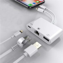 Meks Coverzone 3 In1 Şarj Adaptörü Lightning Type-C Girişini Kamera Fotoğraf Makinesi Lan Ethernet Giriş