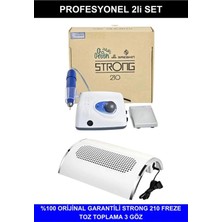Meks Fontenay Strong 210 Freze Makinesi + 3 Fanlı Toz Toplama Seti, Protez Tırnak, Renkli