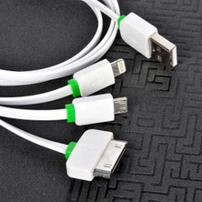 Meks Psr Aksesuar Beyaz Beyaz High Speed 3 In 1 Lightning Micro Type-C USB Kablo- ile Uyumlu