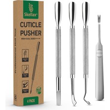 Meks 4 Adet Manikür Itici Çift Uçlu Keskin Kenar Kaşık Şekilli Set, Salon Kalite Paslanmaz Çelik Metal M