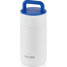 Meks Diller Çelik Termos Beyaz 350 ml Çift Cidarlı Paslanmaz Sıcak Soğuk Içecek Termosu