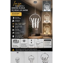 Dmr Sarmal Büyük Imza Sarkıt LED Avize Krom Kasa 50W 220 Volt Üç Renk 6500K/4000K/3000K (Beyaz /ılık Beyaz/sarı (Günışığı)
