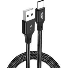 Meks Buff BL71 USB To Type-C 2.4A 1.2m Örgülü Data ve Şarj Kablosu (Siyah)