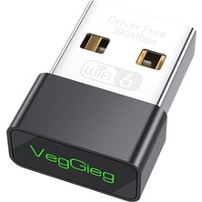 Meks Veggieg 300MBPS Wifi 6 Çift Bant Kablosuz Alıcı Verici Nano USB Adaptör