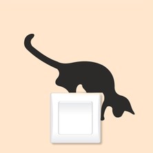 Meks Perka Tasarim Priz Lamba Anahtarı Üzeri Kedi Dekoru Tek Ebat