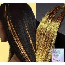 Meks DD224 Işıltılı Hair Tinsel Saç Simi Uzatma Altın Sarısı Ht 19