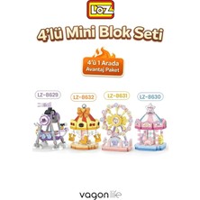 Meks Loz Micro Block 4'lü Lunapark Seti 4 Farklı Model Dekoratif Oyuncak Yapım Seti Yapı Blok Seti