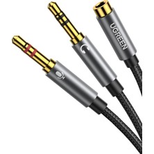 Meks Ugreen 3.5mm Ses-Mikrofon Birleştirici Y Kulaklık Kablosu Siyah