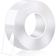 Mey İthalat Pdateknoloji Su Sızdırmaz Çift Taraflı Şeffaf Bant 5 Metre Ekstra Güçlü Yıkanabilir Ince Nano Bant Genişlik 30MM Kalınlık 1mm Halı Ev Mutfak Banyo Araba Ofis Için LTS-BND07