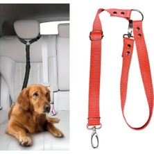 Meks Araç Içi Köpek Emniyet Tasması, Ayarlanabilir Metal Kancalı (Kırmızı)