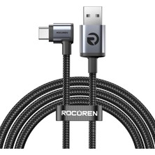 Meks Rocoren Usb-A To Type-C 90° 3A Hızlı Şarj ve Data Kablosu 1 Metre