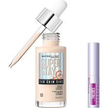 Meks Maybelline New York Super Stay Skin Tint Fondöten 03 & Mini Falsies Surreal Maskara 4.7 ml Makyaj S