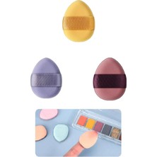 Meks 3 Adet Mini Kozmetik Puf Parmak Yüz Makyaj Sünger Concealer Göz Altı Kapatıcı Kuru Islak Bez Sünger