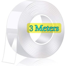 Mey İthalat Deluxe Ultra Süper Güçlü Yüksek Mukavemetli Nano Teknolojili Çift Taraflı Doku Şeffaf 3 mt Bant