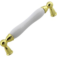 Meks Domaniç Porselen Altın Beyaz Kulp 128 mm Mobilya Çekmece Mutfak Dolabı Dolap Kapak Kulplar Kulb Kul