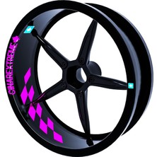 Meks Gp Flag Damalı Gül Pembesi Iç Jant Şeridi Sticker