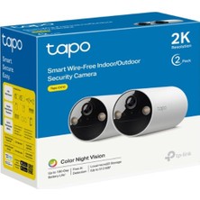 Meks Tapo C410 2-Pack, 2k 3mp, Renkli Gece Görüşü, Şarj Edilebilir, Solar Panel Destekli, IP65, Yerel/bu