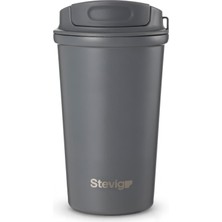 Meks 4 Work Flip Open Coffee Mug Çelik Termos 400 Mililitre Grey ST-251