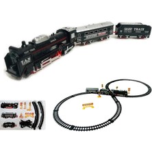 Meks Giffy / 23 Parça Işıklı Klasik Tren Seti 96CM 3 Farklı Ray Modeli Pilli Retro Tren Raylı Oyuncak Fu