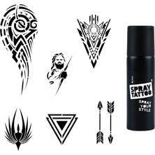 Meks Tribal Kol Spray Tattoo Geçici Dövme Seti Dark Siyah Sprey