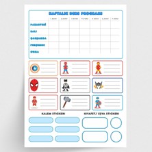 Meks Bimotif Kahraman Figürlü Isimlik, Ders Programı, Kalem ve Eşya Sticker Seti, Mavi 10 Sayfa