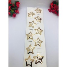 Meks Gold Rengi Çok Şık Yıldızlı Çıtçıtlı Saç Tokası 10'lu (3cm) Gold Tek Ebat