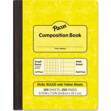 Meks Pacon Çift Çizgili Kompozisyon Kitabı, Sarı, 1/4" Izgara & 3/8" Geniş Çizgili 9-3 ⁄4" x 7-1⁄2", 100