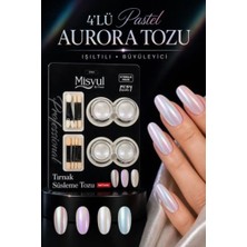 Ocean Misyul 4'lü Pastel Aurora Tozu 4 Farklı Renk Seçeneği Kalıcı Oje Üstü Parlak Aynalı Sedefli Inci Efektli Tırnak Süsleme Tozu Seti