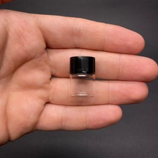 Meks 1 ml Siyah Kapaklı Şeffaf Cam Şişe, 1 cc Kapaklı Cam Şişe x 24 Adet