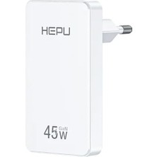 Meks HP-C35 45 Watt Gan Şarj Adaptörü 100 cm Kablo 2-Port Fast Charger Hızlı Şarj Seti Type-C Kablo Dahi