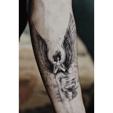 Meks Bearpear Angelic Gerçek Dövme Görünümlü Unisex Melek Dövmesi, Tattoo, Üniseks Dövme, Kol Dövmesi, O