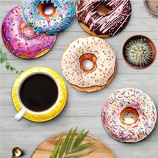 Meks Renkli Donut Tasarımlı 6’lı Mdf Bardak Altlığı Seti – 10 cm BRD-033
