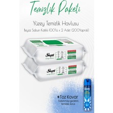 Meks Sleepy Düvenci Temizlik Paketi 4 (Beyaz Sabun Temizlik Havlusu 200 Yaprak ve Toz Kovar)