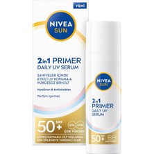 Meks Nivea Sun SPF50 Nemlendirici Primer Serum 30ML, Makyaj Bazı, Hyaluron, Antioksidan, Yüksek Güneş Ko