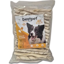 Meks Bestpet Twisted Stick WHITE,%100 Doğal Deri Beyaz Burgu Köpek Ödül Çubuğu 350 gr