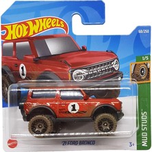 Meks Hot Wheels - ´21 Ford Bronco - Mud Studs 1/5 - HCW91 - Short Card - Arazi Aracı - Kırmızı - Mattel