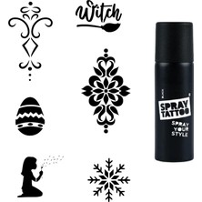 Meks Mandala ve Kar Tanesi Spray Tattoo Geçici Dövme Seti Dark Siyah Sprey
