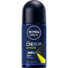 Meks Nivea Men Erkek Roll-On Deodorant Deep Extreme 50ML, 72 Saat Anti-Perspirant Ter Koruma, Yeni Enerj