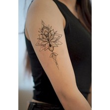 Meks Bearpear Mandala Lotus Dövme, Kadın Geçici Dövme, Mandala Tattoo, Lotus Tattoo
