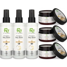 Meks Fe Keratin Saç Sütü 200ML & Saç Maskesi 300ML Karma 6'lı Set