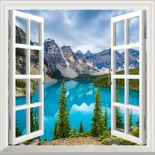 Meks Pencere Poster Duvar Kağıdı Moraine Gölü Yapışkanlı Sticker