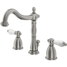 Meks Kingston Brass KB1978PL Heritage Porselen Kol Saplı Yaygın Lavabo Bataryası, Fırçalanmış Nikel