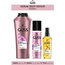 Meks Gliss Serum Deep Repair Onarıcı Şampuan 360 Ml, Sıvı Saç Kremi 200 Ml, Oil Elixir Yağ Iksiri 75 ml